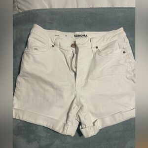 Sonoma White Jean Shorts Mid-Length Cuffed Hem